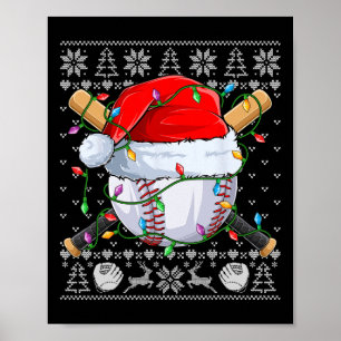 Ugly Christmas Sweater S Men Boys Kids Baseball Pl Poster