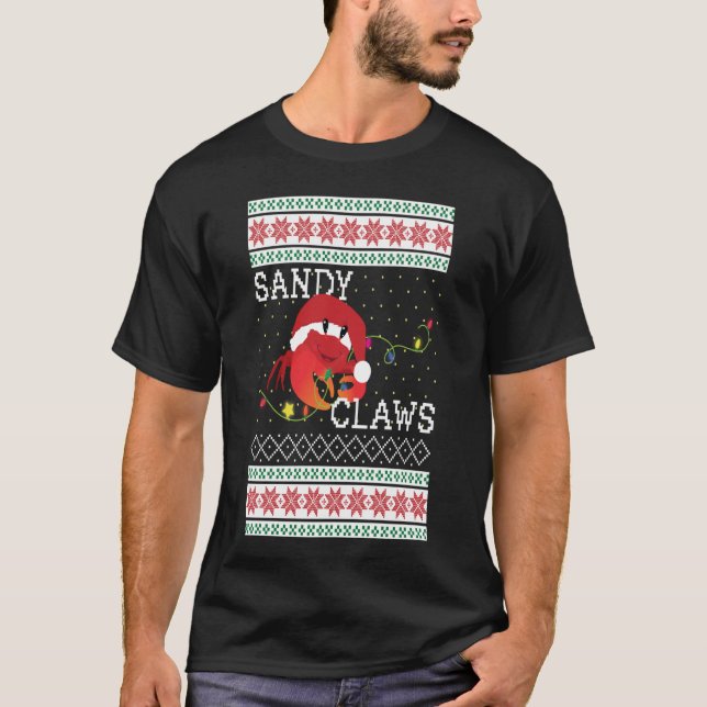 Ugly Christmas Sweater Sandy Claws Crab Lovers Fun (Front)