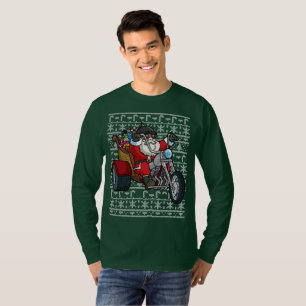 Ugly Christmas Sweater Santa Claus on Motorcycle