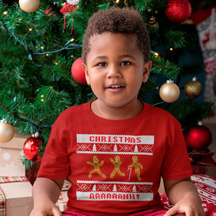 Ugly Christmas Sweater Scared Gingerbread Men Red