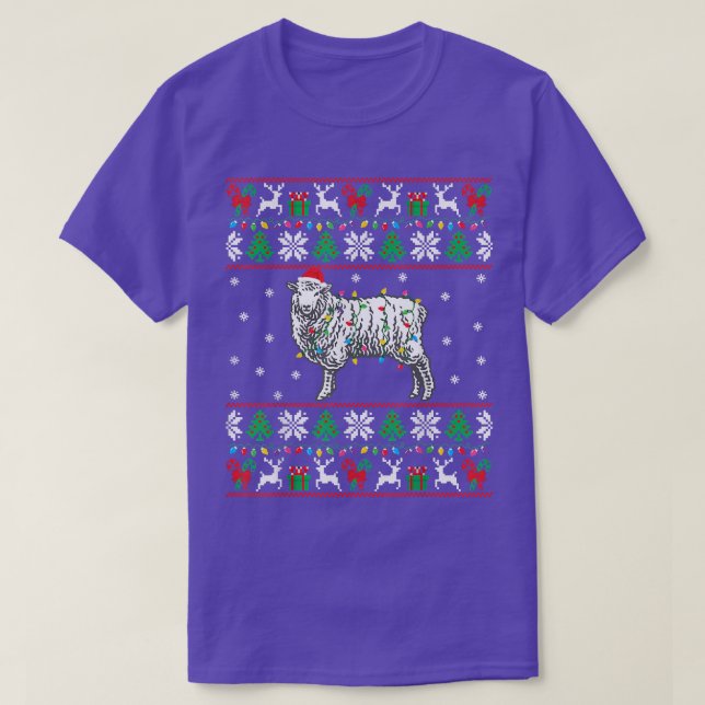 Ugly Christmas Sweater Sheep Xmas Lights Cute Shee (Design Front)