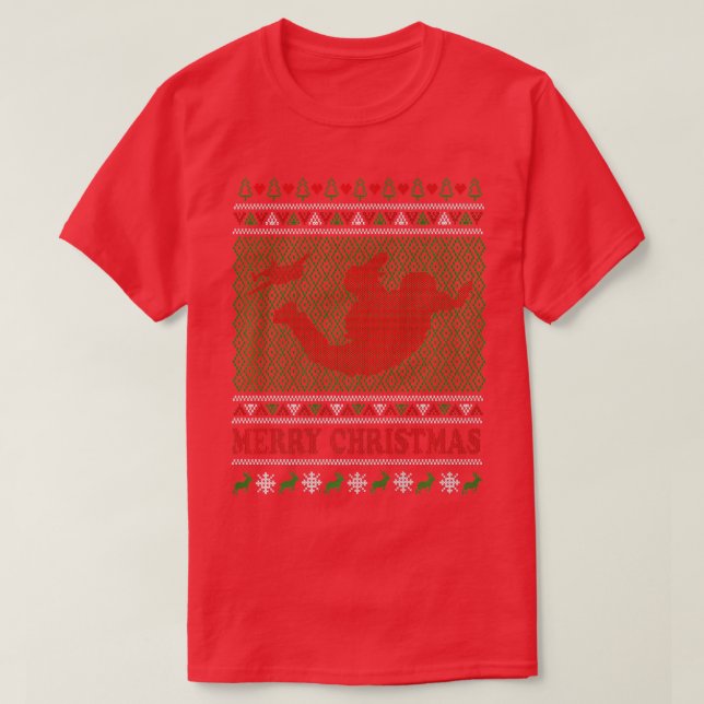 Ugly Christmas Sweater Skydiving  Parachuting  (Design Front)