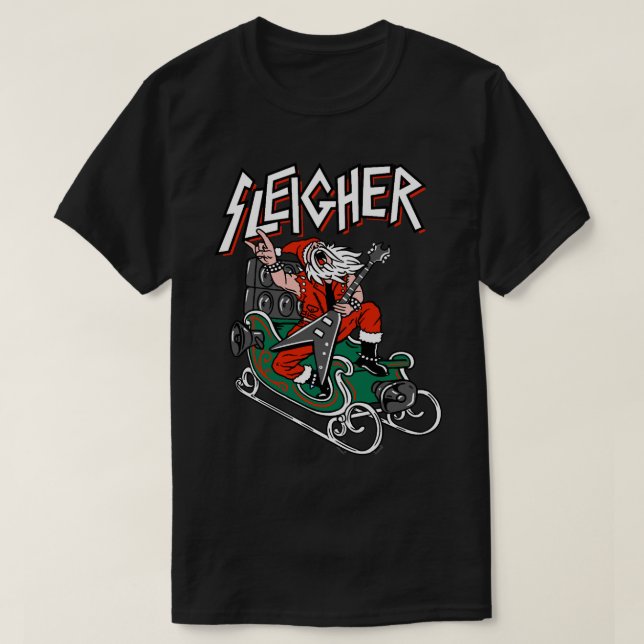 Ugly Christmas Sweater Sleigher - Heavy Metal Sant (Design Front)