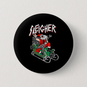 Ugly Christmas Sweater Sleigher Heavy Metal Santa  6 Cm Round Badge