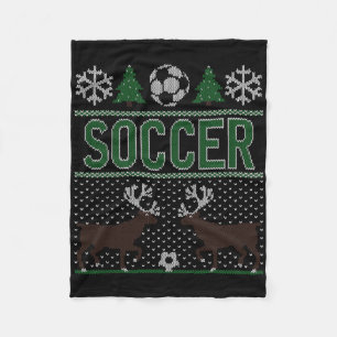 Ugly Christmas Sweater Soccer  Fleece Blanket