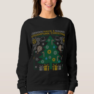 Ugly Christmas Sweater Steampunk Gears Sweatshirt