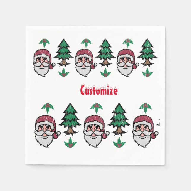 Ugly Christmas Sweater-Style Santa Thunder_Cove Napkin (Front)