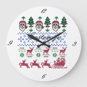 Ugly Christmas Sweater-Style Thunder_Cove Large Clock