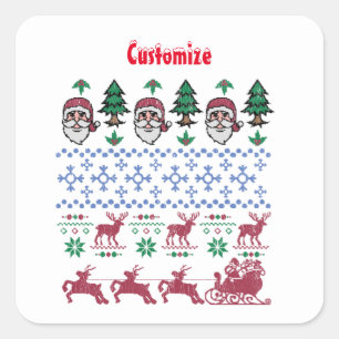 Ugly Christmas Sweater-Style Thunder_Cove Square Sticker