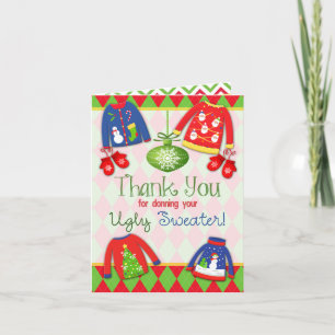 Ugly Christmas Sweater Thank You Card