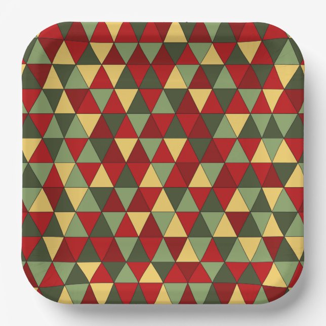 Ugly Christmas sweater theme triangles paper plate (Front)