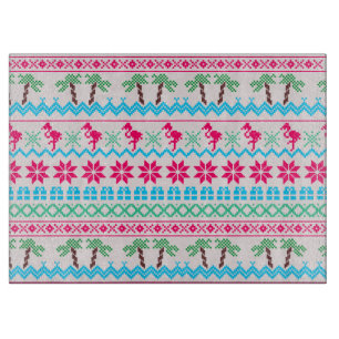 Ugly Christmas Sweater Tropical Flamingo Cutting Board