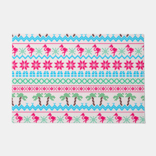 Ugly Christmas Sweater Tropical Flamingo Doormat