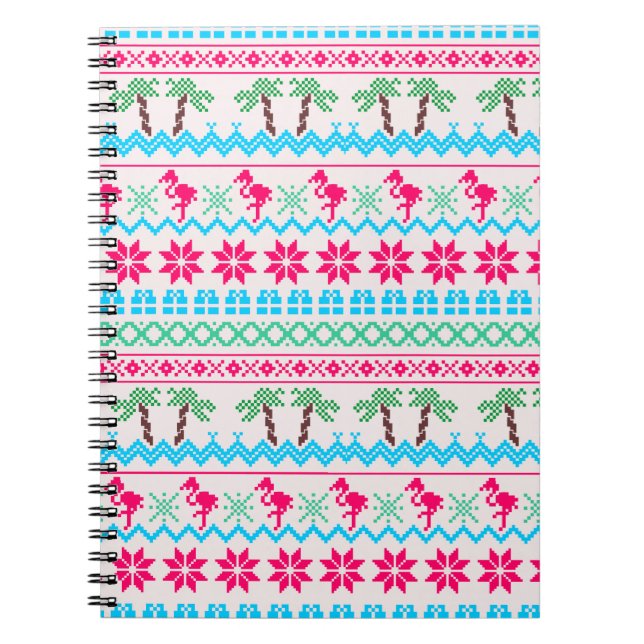 Ugly Christmas Sweater Tropical Flamingo Notebook (Front)