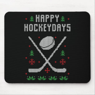 Ugly Christmas Sweater Ugly Sweater Ice Hockey Mouse Pad