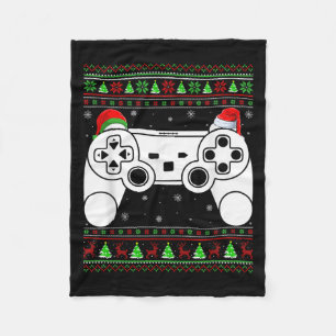 Ugly Christmas Sweater Video Game Controller Xmas Fleece Blanket