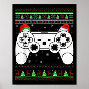 Ugly Christmas Sweater Video Game Controller Xmas  Poster