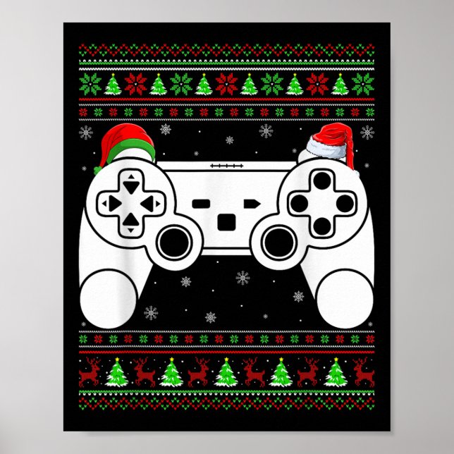 Ugly Christmas Sweater Video Game Controller Xmas  Poster (Front)