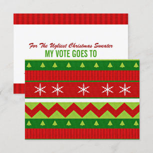 Ugly Christmas Sweater Voting Ballot Card