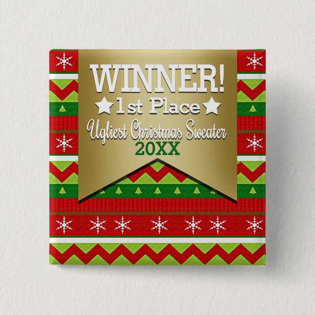 Ugly Christmas Sweater Winner Button (Front)