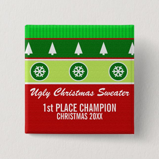 Ugly Christmas Sweater Winner Button (Front)