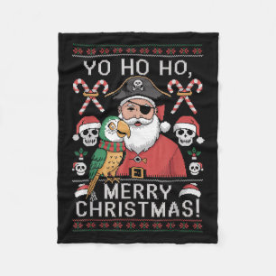 Ugly Christmas Sweater Yo Ho Ho Fun Merry Xmas San Fleece Blanket