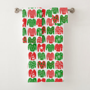 Ugly Christmas Sweaters Cute Holiday Pattern Bath Towel Set