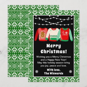 Ugly Christmas Sweaters Green Merry Christmas Holiday Card