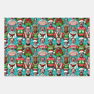 Ugly Christmas sweaters with humorous patterns Wrapping Paper Sheet