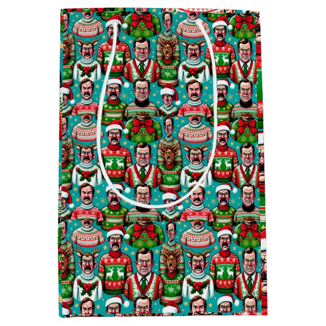 "Ugly" Christmas Sweaters with Humourous Patterns Medium Gift Bag (Front)
