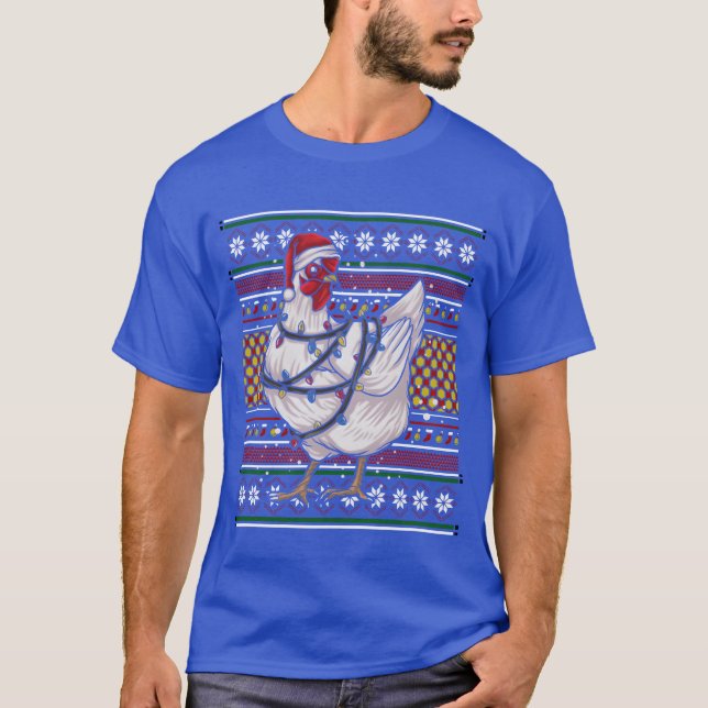 Ugly Christmas Sweatershirt Christmas Chicken boy T-Shirt (Front)