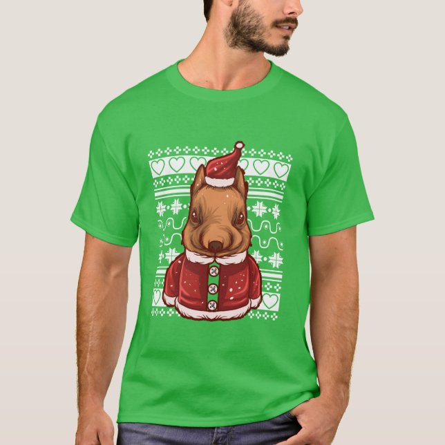 Ugly Christmas Sweatershirt Christmas Dog funny T-Shirt (Front)