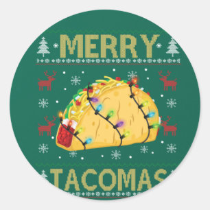 Ugly Christmas Taco TShirt Funny Tacos Gift Merry Classic Round Sticker