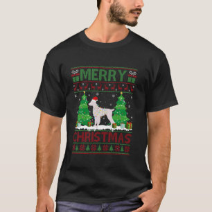 Ugly Christmas Tree Lighting Brittany Spaniel Dog  T-Shirt