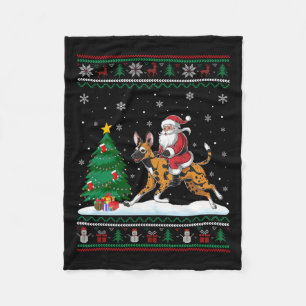 Ugly Christmas Tree Lights Santa Riding African Wi Fleece Blanket