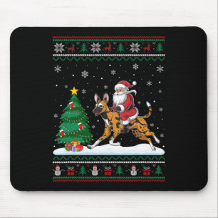 Ugly Christmas Tree Lights Santa Riding African Wi Mouse Pad