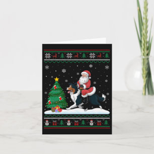 Ugly Christmas Tree Lights Santa Riding Border Col Card