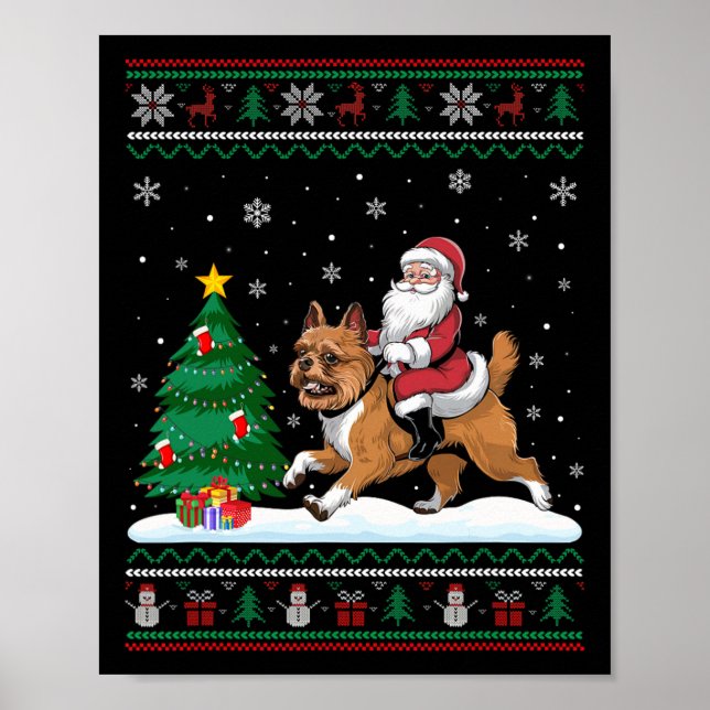 Ugly Christmas Tree Lights Santa Riding Brussels G Poster (Front)