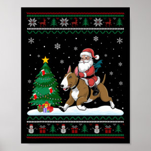 Ugly Christmas Tree Lights Santa Riding Bull Terri Poster
