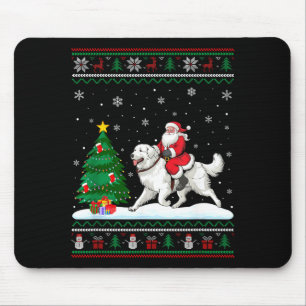 Ugly Christmas Tree Lights Santa Riding Great Pyre Mouse Pad