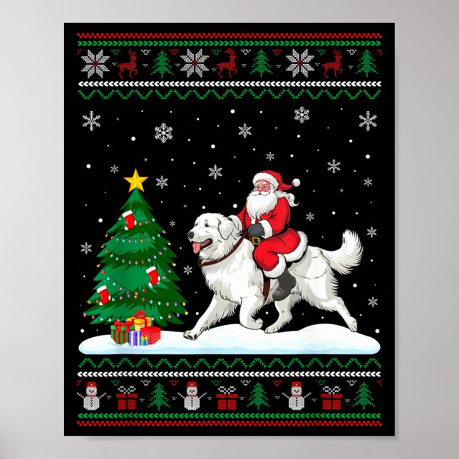 Ugly Christmas Tree Lights Santa Riding Great Pyre Poster (Front)