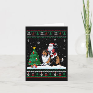 Ugly Christmas Tree Lights Santa Riding Rough Coll Card