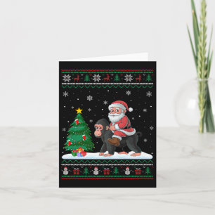 Ugly Christmas Tree Lights Xmas Santa Riding Ape Card