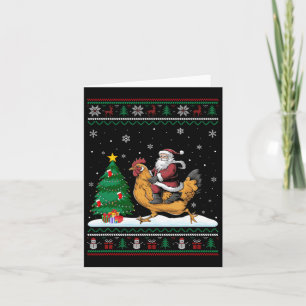 Ugly Christmas Tree Lights Xmas Santa Riding Chick Card