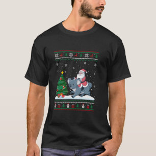 Ugly Christmas Tree Lights Xmas Santa Riding Koala T-Shirt