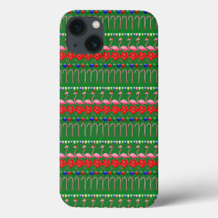 Ugly Christmas Tropical Pink Flamingos on Holiday iPhone 13 Case