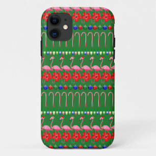 Ugly Christmas Tropical Pink Flamingos on Holiday iPhone 11 Case