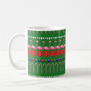 Ugly Christmas Tropical Pink Flamingos on Holiday Coffee Mug