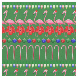 Ugly Christmas Tropical Pink Flamingos on Holiday Fabric