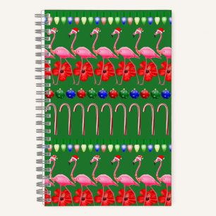 Ugly Christmas Tropical Pink Flamingos on Holiday Notebook
